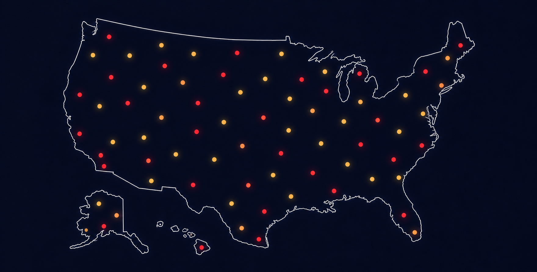 Map of the United States showing For the 343 participation across all 50 states